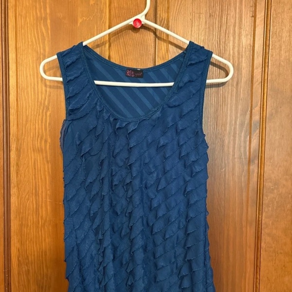 Navy Ruffle Tiered Tank Top - Unbranded